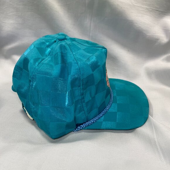 VINTAGE San Juan Signs San Sun Rope Trucker Hat | Teal Checkerboard | Excellent - Picture 2 of 6